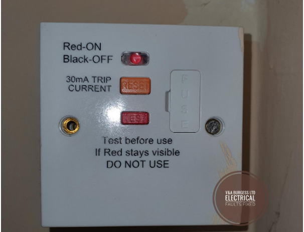 A fused spur RCD switch that supplies a bathroom fan and light on the load wire - Electrical Faults Fixed