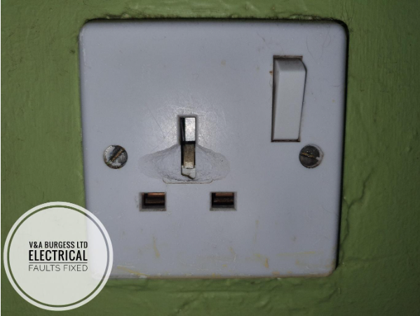 Damaged Plug Socket found during an EICR- Electrical Faults Fixed