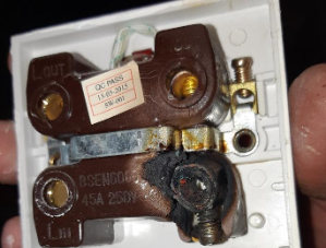 Electrical Faults Fixed - Burnt Out Shower Switch